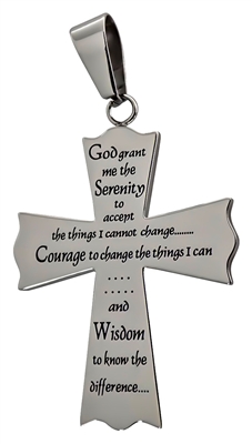 Polished Cross Pendant with Serenity Prayer - 12-Step Jewelry ...